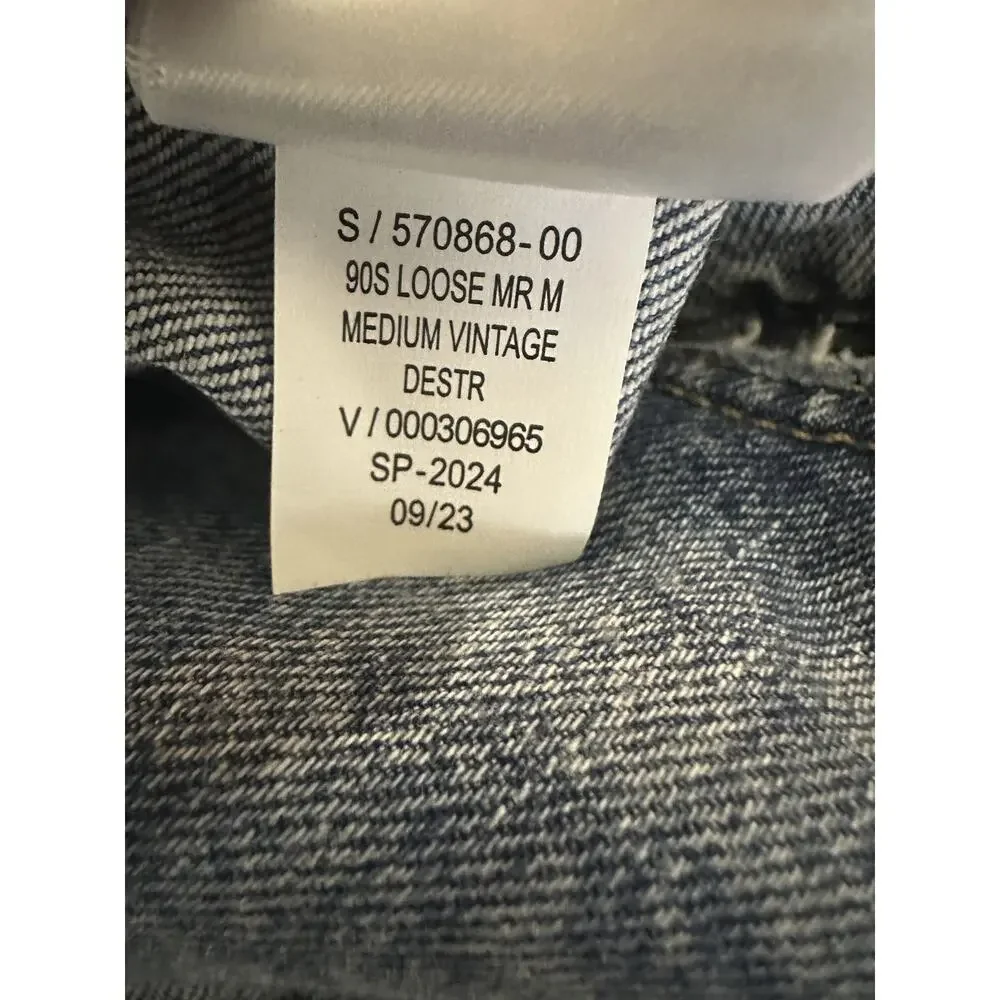 NWT Gap Mid Rise 90s Loose Jeans Split Hem Distressed Blue Denim Plus Size 33 16 - Picture 11 of 16